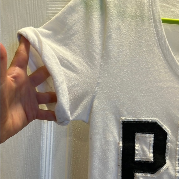 Victoria's Secret White Tee with Black PINK Logo - Picture 4 of 6